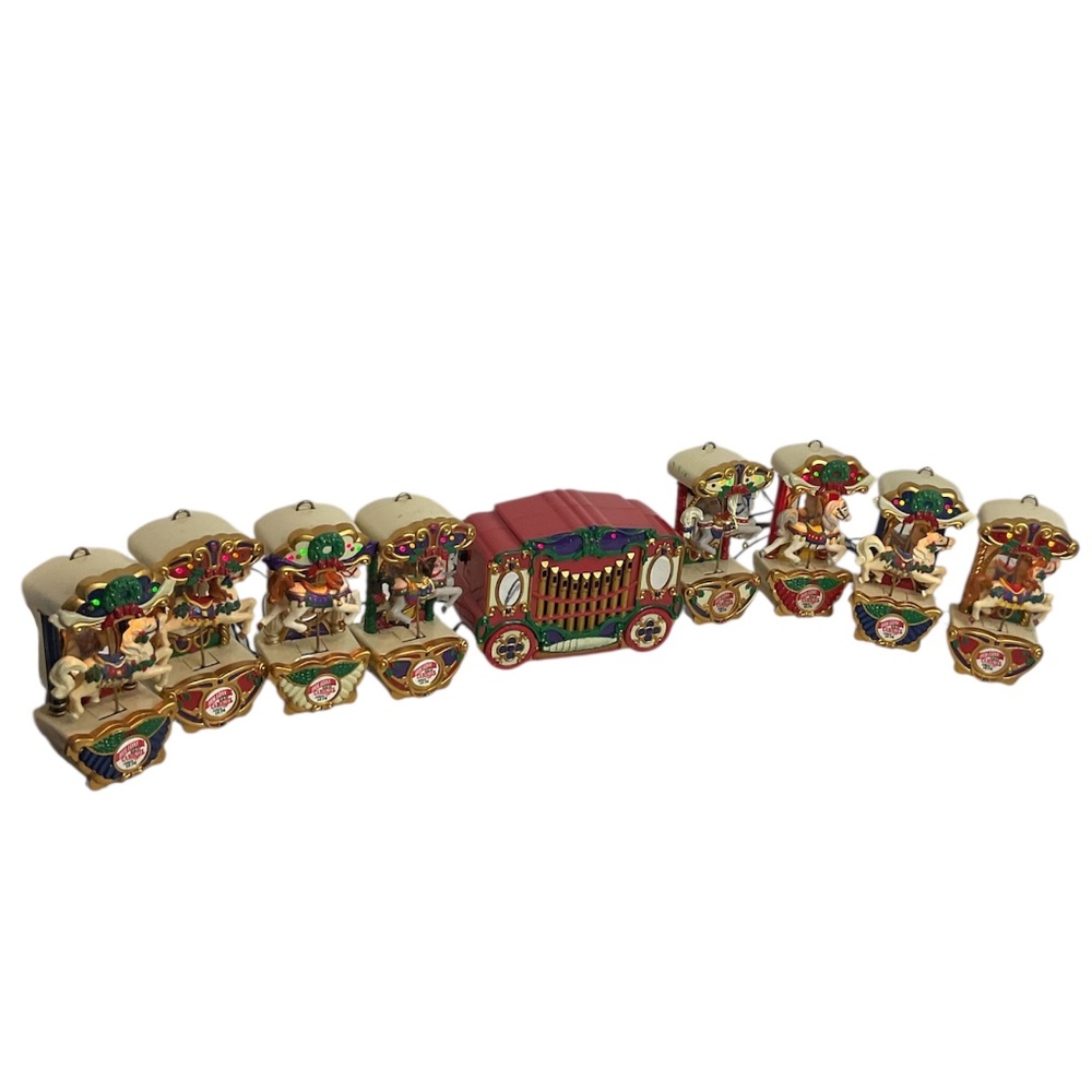Vintage Mr. Christmas Holiday Carousel Light Musical 8 Horses Organ